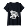 Womens Flag Cartoon Character Holding Flag For Children V-Neck T-Shirt