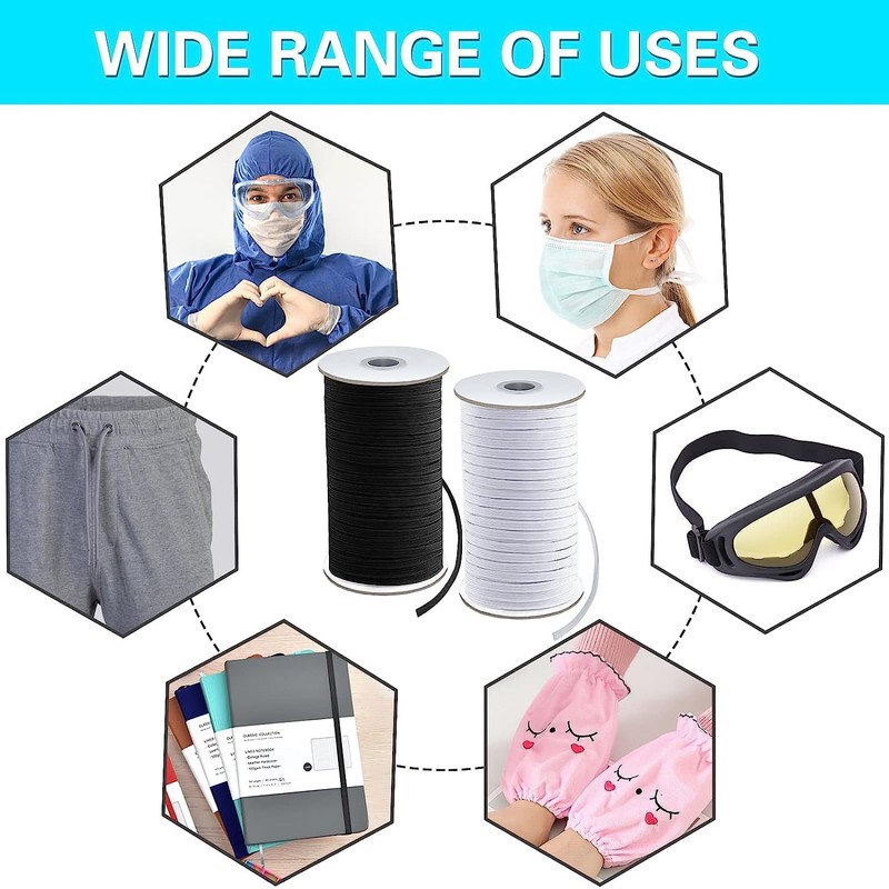 AMORNPHAN Elastic Band for Sewing White 6MM (1/4") Width 12