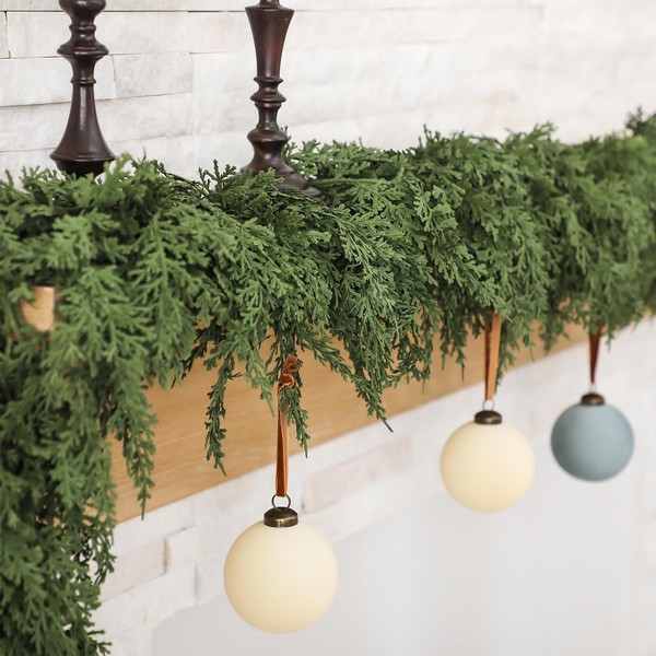 Jutom 2 Pcs Christmas Cedar Garland - Artificial Realistic Holiday