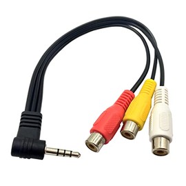 Xwbella 3.5mm to 3RCA Cable, 8 inch 90 Degree Angle 1/8" TRRS Male to 3RCA Female Audio Viedo Adapter Cable