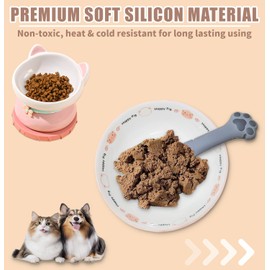 PCYIS 2-Piece Cat Food Spoon & Cat Food Spatula–Silicone Cat Dog Can Opener-Effortlessly Opens Cans|Precise Stirring & Feeding | Easy to Clean | Ideal for Dog & Cat Feeding Cans,Gray