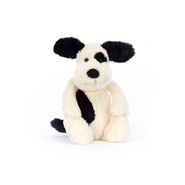 Jellycat Peluche Bashful Black & Cream Puppy Medium - L: 9 cm x l : 12 cm x H: 31 cm
