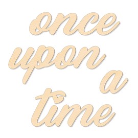 KOYILTD Wooden Once Upon a Time Sign Wall Decor Lovely Princess Room Decor Farmhouse Reading Corner Decor DIY Family Bookshelf Home Decor Creative Fairytale Room Decor for Birthday (Wood)