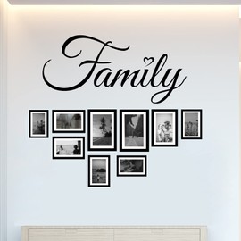 World of Wall Decal Family Wall Decal Quotes Sayings Family Words Sign Decor for Living Room Wall Art Lettering Vinyl Stickers (10Hx22W inches Matte Black)