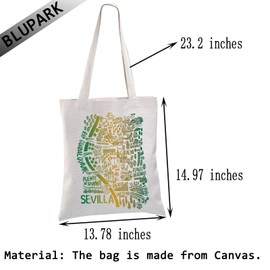 BLUPARK Sevilla Map Tote Bag Sevilla Spain Travel Shopping Bag Sevilla Spain Travel Gift Moving To Sevilla Gift (SEVILLA)