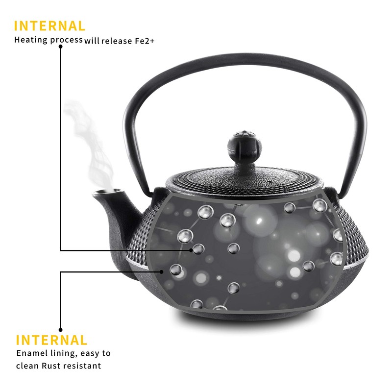 Velaze Cast Iron Teapot Set,Japanese Teapot Heat Preservation with Trivet,Stainless