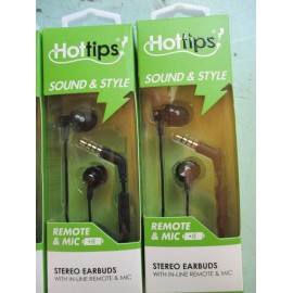 Hottips LOT OF 4 Hottips Sound Style 4ft Stereo Earbuds IN LINE REMOTE & MIC Black U20