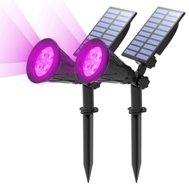 T-SUN [2 Pack] LED Solar Spotlights, Waterproof Outdoor Security Landscape Lamps, Auto-on/Auto-Off by Day, 180 Angle Adjustable for Tree, Patio, Yard, Garden, Driveway, Stairs, Pool Area(Purple)