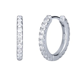 AoedeJ Sterling Silver Small Hoop Earrings Cubic Zirconia Cuff Earrings Cartilage Huggie Hoop Earrings for Women, Sterling Silver, Cubic Zirconia