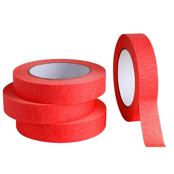 Lichamp 4 Pack Red Painters Tape 1 inch, Red Masking