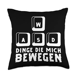 WASD Things That Move Me Gaming PC Keyboard German Gamers Throw Pillow