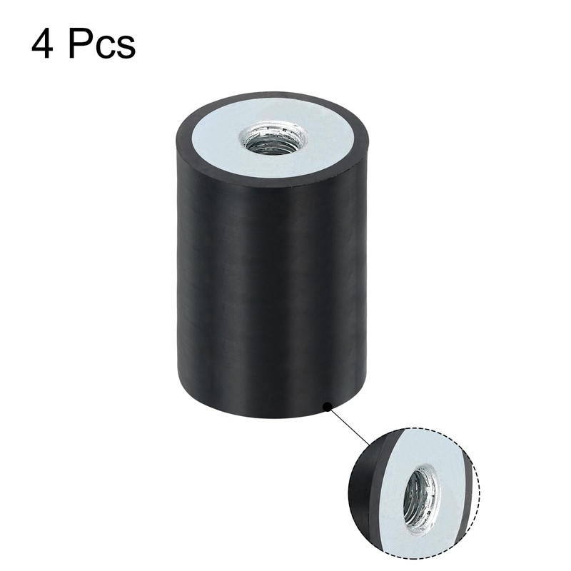 sourcing map 4Pcs 20 x 30mm M6 Thread Female Rubber