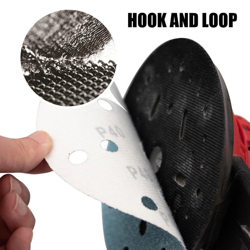 100PCS 150mm Sanding Discs, 6 Inch15 Holes Sanding Disc Pads,