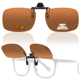 Epavouos Clip-On Polarised Sunglasses, UV400 Protection, Ideal for All Outdoor Activities, brown