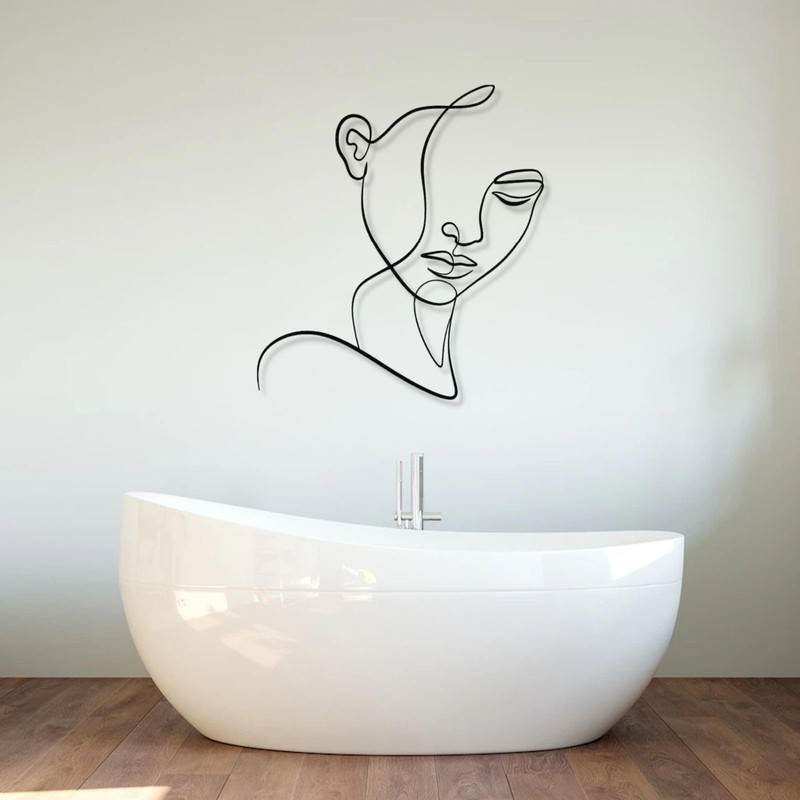Woman Face Line Metal Wall Art, Minimalist Feminine Metal Wall