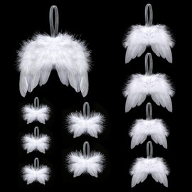 Becellen Pack of 10 Christmas Angel Wings, White Christmas Tree Decorations, Christmas Tree Decoration, White Angel Wings, Christmas Decoration for Christmas Party, Decoration, DIY Crafts
