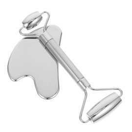 TOVINANNA 1set Stainless Steel Gua Dual Head Roller Massage Tool Set for Face Body Relief Manual Massager for Skin Care Muscle Relaxation Handheld Acupressure Stick