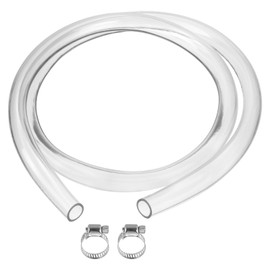 PATIKIL 25mm Inner Diameter x 30mm OD x 2M Length Clear Vinyl Tube Flexible Plastic PVC Pipe Tube Hose with 2 Stainless Clamps for Liquid Transfer, Clear