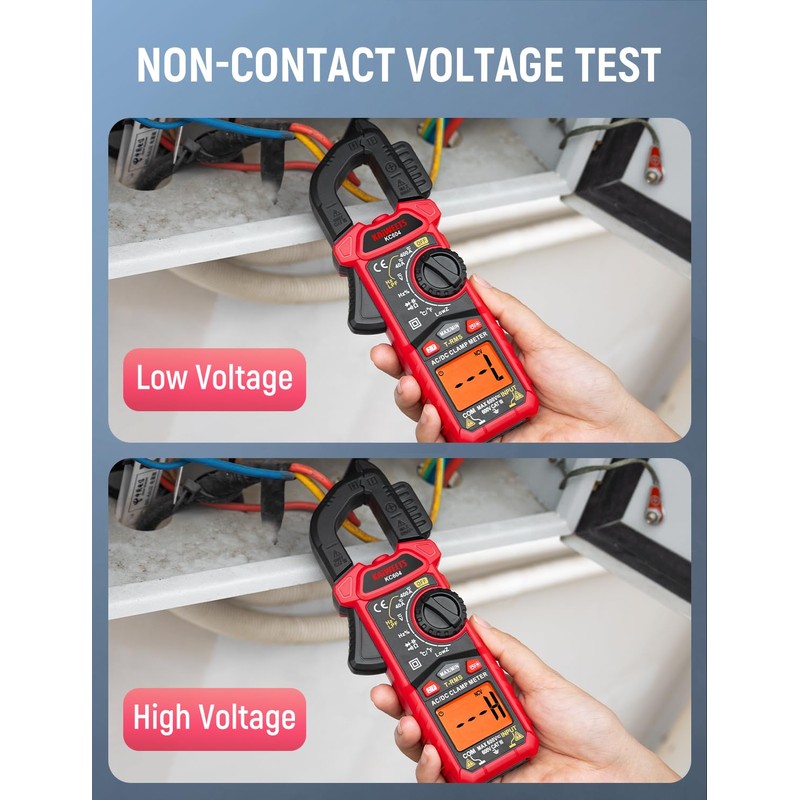 KAIWEETS Digital Clamp Meter Multimeter with D-Shaped Jaw for AC/DC