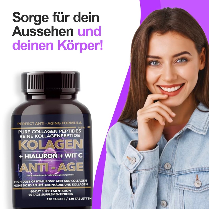 Intenson Anti-Age Kollagen+Hyaluron+Vit.C 120 Tabletten | natürliche Inhaltsstoffe | Kollagenpeptide
