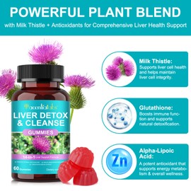 LTQXGT Liver Supplement Gummies, Essential Liver Support Supplement for Men & Women (60 Vegan Gummies) No Sugar, Raspberry Flavor