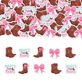 kreat4joy Boots or Bows Gender Reveal Decoration, 200pcs Boots or Bows Table Confetti Double-Sided Printing for Western Rodeo Cowboy or Cowgirl Gender Reveal Baby Shower Decoration