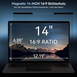 Magnetic Privacy Screen for 14 Inch Laptop 16:9, Removable Privacy Film, Anti Blue Light Anti-Glare Privacy Screen Protector for Lenovo Hp Dell Acer Asus Thinkpad Envy Xps