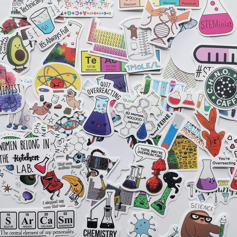 MiroSan 50Pcs Student Science Chemistry Stickers Physical & Chemical Change