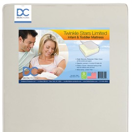 Delta Children Twinkle Stars Limited Premium Recycled Fiber Core Crib and Toddler Mattress - Airflow Cover - Waterproof - GREENGUARD Gold Certified - Trusted 7 Year Warranty - Made in USA