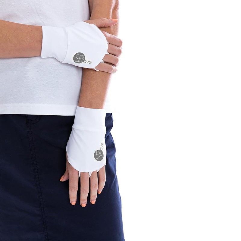 SParms Premium Sun Protection Gloves (White, Small)