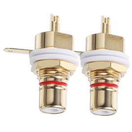 FUNOMOCYA 2pcs Pure Copper Rca Female Plugs Gold-plated Rca Connectors for Audio Ruggedsocket for Signal Transmission