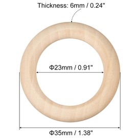 TOP-VIGOR 50Pcs Natural Wood Rings, 35mm Unfinished Wooden Rings, Wooden Loops Rings Pendant Connectors for Macrame Loose Parts Play, DIY Arts and Crafts, Jewellery Making, Ornaments, Home Decor