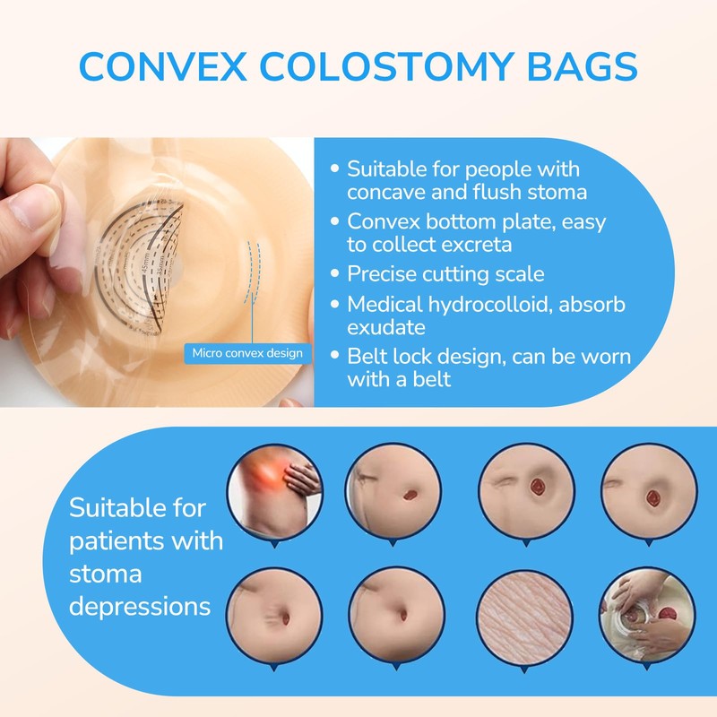 Heagimed 20 PCS Colostomy Bags, Two Piece Drainable Convex Ostomy