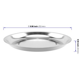 KOHAND 20 Pack 10 Inch Stainless Steel Dinner Plates, Round Metal Dish Plates, Practical Serving Plates for Fruit, Meals, Desserts, Barbeques, Silvery