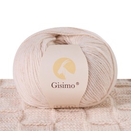 Gisimo 100% Inner Mongolian Cashmere Yarn, 6-Ply Luxurious and Soft Yarn for Hand Knitting & Crocheting (Ivory,1 Ball)