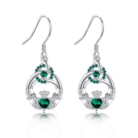 Claddagh Earrings 925 Sterling Silver Claddagh Earrings Irish Celtic Jewellery for Women, Sterling Silver, No Gemstone