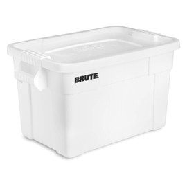 Rubbermaid Commercial Products BRUTE Tote Storage Container with Lid-included, 20-Gallon, White, Reusable Boxes for Moving/Storing in Garage/Basement/Attic/Jobsite/Truck/Camping