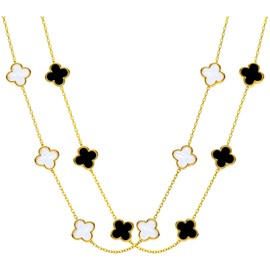 ONERVA 2 PC Set I 18K Gold Plated Four Leaf Clover Necklace I Dainty Clover Necklaces For Women I Mothers Day Gift I Anniversary I Wedding I Occasion