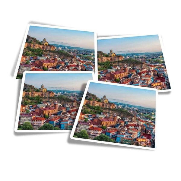 Vinyl Square Stickers (Set of 4) 10cm - Tbilisi Downtown