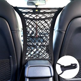 3-Layer Car Mesh Organizer, Seat Back Net Bag, Barrier of Backseat Pet Kids, Cargo Tissue Purse Holder, Driver Storage Netting Pouch