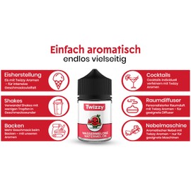 Twizzy Watermelon Food Flavouring, 60 ml, Intense Aroma - Ideal for Baking, Food & Drinks, Also for Misting, Mist etc
