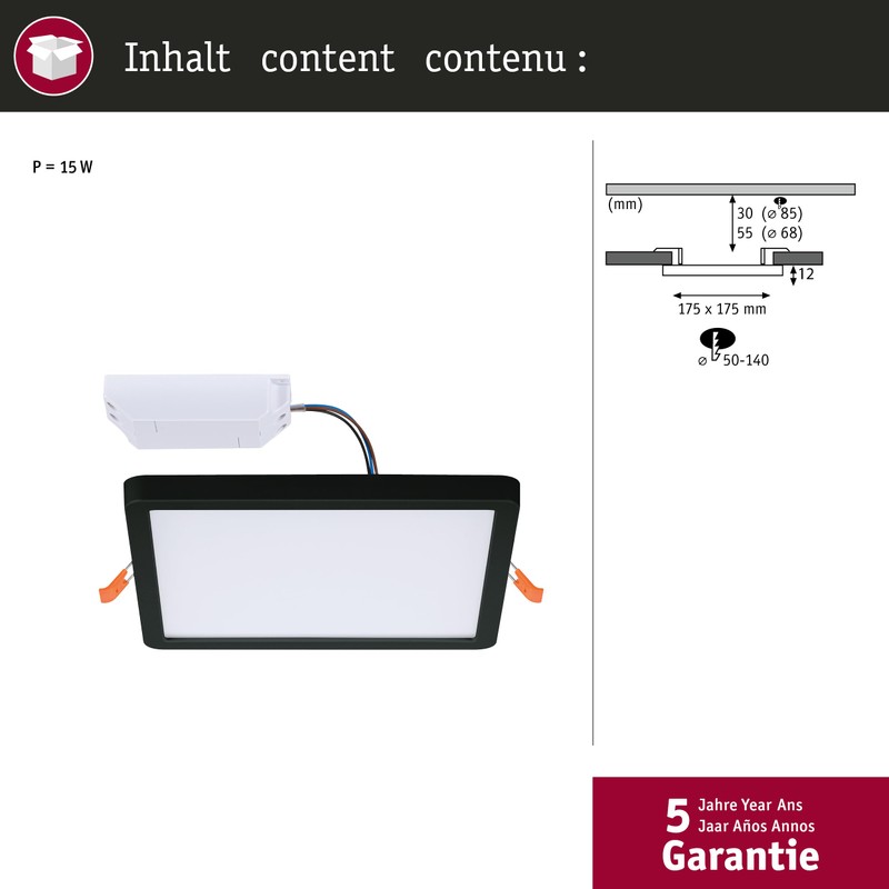 Paulmann Areo 93101 LED Panel Recessed Panel IP44 175 x