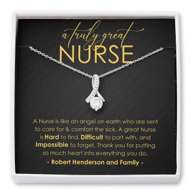 Bubble Hugs Nurse Necklace 14k White Gold Finish Alluring Standard - A Truly Amazing Nurse - Registered Nurse Practicioner RN Nurse Student Graduation College Appreciation