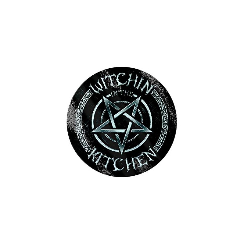 Witchin in The Kitchen Circular Black Glass Chopping Board