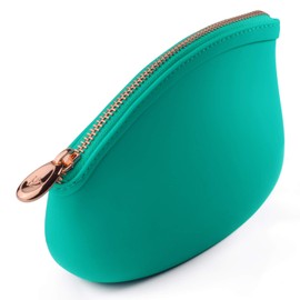 Pudinbag Small Makeup Cosmetic Pouch Bag for Women Purse | Silicone Waterproof Vegan 10 Colors (Teal)