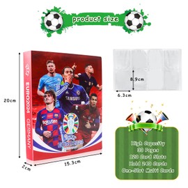 Scrapbook with Football Cards Scrapbook, 240 Pieces Capacity, Trading Card Books, Cards Album Folder Card Holder Card Sleeves, Trading Cards Album for Various Standard Size Cards (Red)