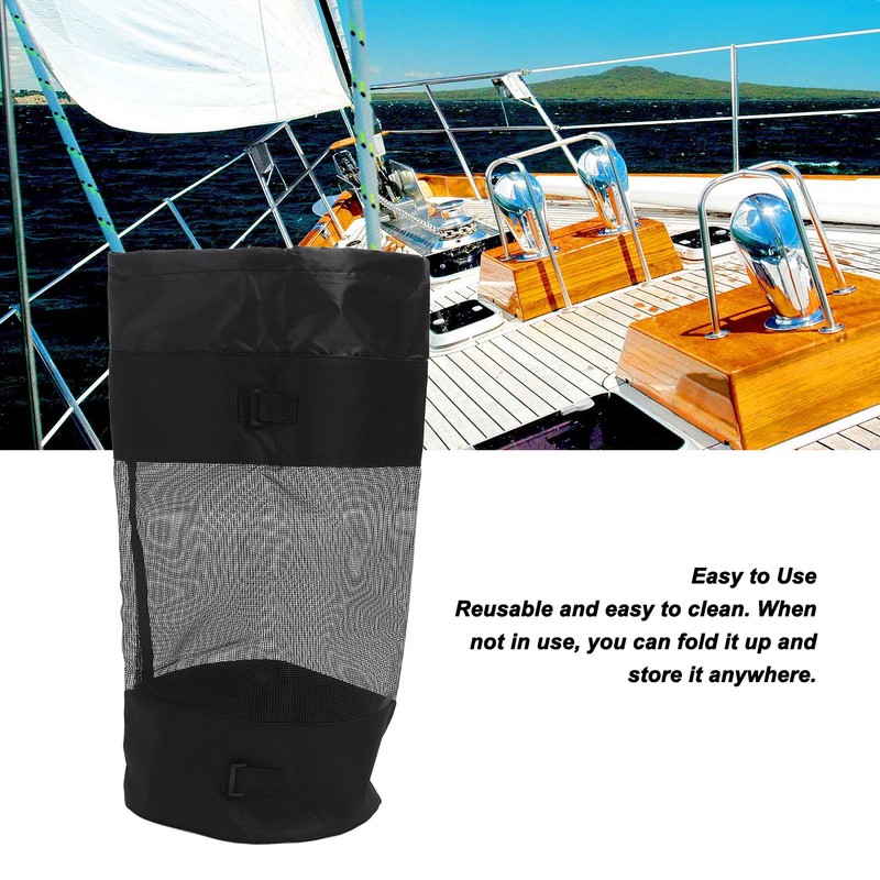 Boat Trash Can Large Capacity Easy to Use Hoop Mesh