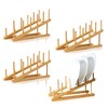 4 PCS Wooden Dish Drying Rack Bamboo Plate Dish Rack
