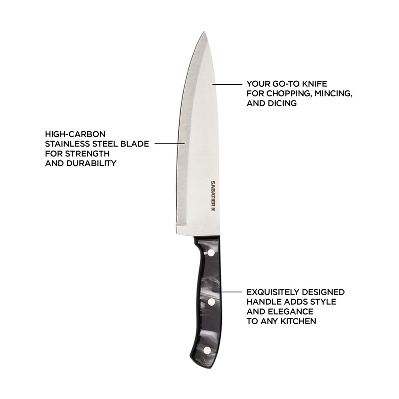Sabatier Triple Riveted Chef Knife, 8-Inch, High-Carbon Stainless Steel, Razor-Sharp