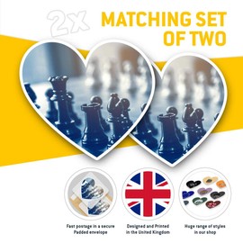 2 x Heart Stickers 15 cm - Chess Set Board Game Retro Fun Decals for Laptops,Tablets,Luggage,Scrap Booking,Fridges, #12954
